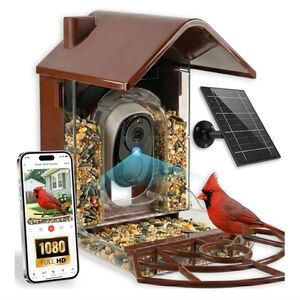 Solar-Powered Smart Bird Feeder Brown